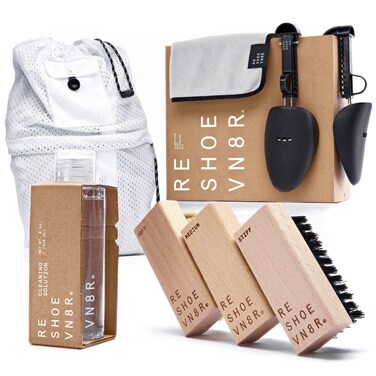 Reshoevn8r Shoe Cleaner Sneakers Kit, Signature Kit - Sneaker Cleaner for Suede Canvas Leather Mesh Knit Nubuck Shoes - 4oz Cleaning Solution &amp; Conditioner, 2 Shoe Trees, 3 Brushes &amp; Microfiber Towel