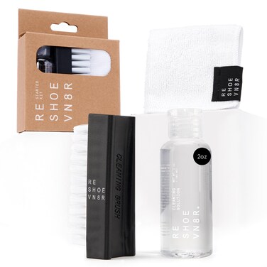 Reshoevn8r Shoe Cleaner Sneakers Kit, Starter Kit - Sneaker Cleaner for Canvas, Mesh, Knit, Leather, Nubuck, Plastic, &amp; Rubber Shoes - 2oz Cleaning Solution, 1 Medium Bristle Brush, &amp; Microfiber Towel