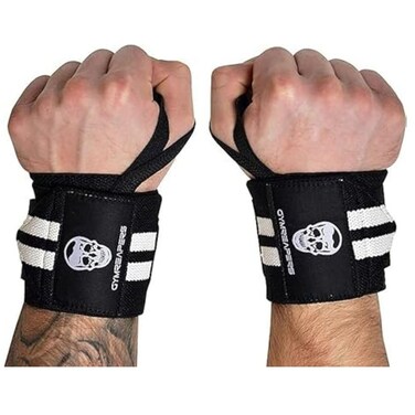 Gymreapers Weightlifting Wrist Wraps (Competition Grade) 18" Professional Quality Wrist Support with Heavy Duty Thumb Loop - Best Wrap for Powerlifting, Strength Training, Bodybuilding(White,18")