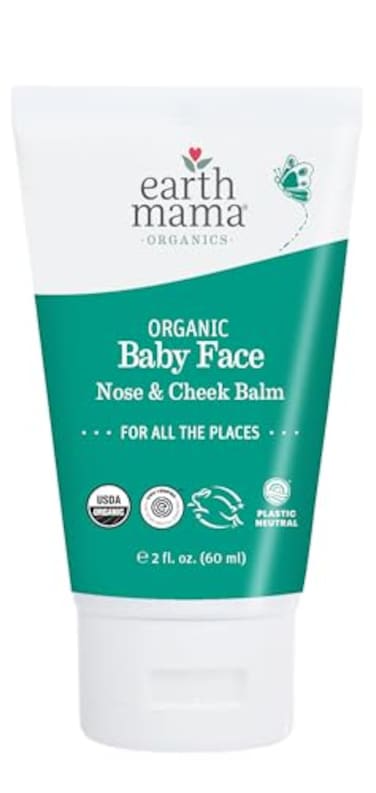 Earth Mama Organic Baby Face Nose &amp; Cheek Balm   Moisturizer with Calendula Oil for Dry Skin Care, Natural Petroleum Jelly Alternative (2-Fluid Ounce)