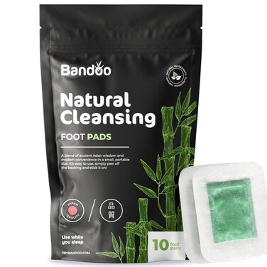 Bandoo Original Deep Cleansing Foot Pads   Rana Pads   Premium Natural Bamboo Foot Pads   Japanese Foot Pads   Cleanse, Moisturize &amp; Energize   for Men &amp; Women   10 Pads