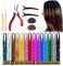 Andou   14 Colors   3500 Strands   Heat Resistant Hair Tinsel Kit For Girls, Women &amp; Kids   48 Inch   One Wooden Threader &amp; Crochet   One Plier   Two Hair Clips   Two Hundred Beads