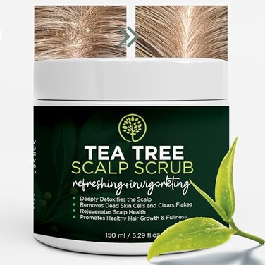 Tea Tree Scalp Scrub   Antifungal Itchy Scalp Treatment with Tea Tree Oil, Quartz Powder &amp; Sea Salt   Gently Exfoliates, Relieves Dryness, Fights Dandruff, Promotes Healthy Hair Growth &amp; Scalp Relief