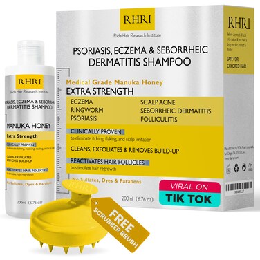 Rida Hair Research Institute Psoriasis Shampoo for Men &amp; Women with Manuka Honey - Best Itchy Scalp Treatment for Eczema, Seborrheic Dermatitis, Ringworm &amp; Folliculitis Treatment