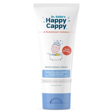 Happy Cappy Dr. Eddie's Moisturizing Cream - Baby Eczema Cream, Eczema Lotion for Kids, Pediatrician-Formulated, Gentle, Paraben Free, Hypoallergenic, Sulfate Free, Soothes Dry Skin - 6 Fl Oz