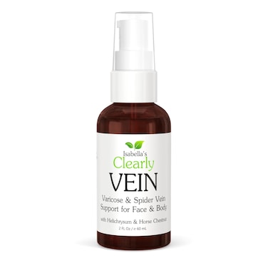 Isabella's Clearly VEIN, Best Natural Varicose Veins and Spider Vein Treatment For Legs, Face, Body   Topical Capillary Health Essential Oils and Herbal Extracts   Horse Chestnut, Helichrysum, Ginger