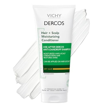 Vichy Dercos Hair &amp; Scalp Moisturizing Conditioner, Formulated With Glycerin, Niacinamide + Hyaluronic Acid, Hair Conditioner &amp; Scalp Moisturizer, Strengthens, Post Dandruff Treatment, 6.7 Fl Oz