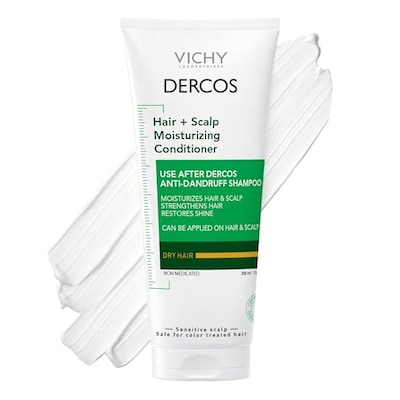 Vichy Dercos Hair & Scalp Moisturizing Conditioner, Formulated With Glycerin, Niacinamide + Hyaluronic Acid, Hair Conditioner & Scalp Moisturizer, Strengthens, Post Dandruff Treatment, 6.7 Fl Oz