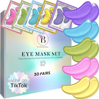 BLOOMORA Variety Under Eye Patches (30 Pairs) Under Eye Patches for Dark Circles, Under Eye Patches for Puffy Eyes and Dark Circles, Eye Masks Bulk, Eye Care, Puffy Eyes Treatment, Under Eye Mask