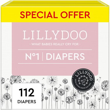 LILLYDOO Diapers - Size 1 (4-11 lbs), Monthly Supply (224 Count),Skin-Friendly, Ultra Soft, Chlorine-Free &amp; Absorbent Baby Diapers