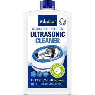 WoldoClean Ultrasonic Cleaner Solution for Jewelry 25.4 Fl Oz - 1:40 Concentrate for Jewelry and Glasses, compatible with all Devices