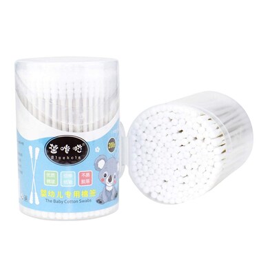 Baby Cotton Swabs 2 Box 400Pcs Baby Safety Swabs Double Spiral Tips Cotton Swabs Paper Sticks Natural Cotton Buds Ear Cleaning Swabs White (200Pcs in 1 Box) Pointed Cotton Swabs