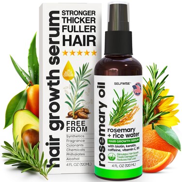 Rosemary Oil and Rice Water Hair Growth Spray - Serum with Biotin, Keratin, Caffeine, Vitamins C &amp; B5 for Hair Mask, Hair Care, Scalp Treatment, Thickening Dry Damaged Hair for Women &amp; Men