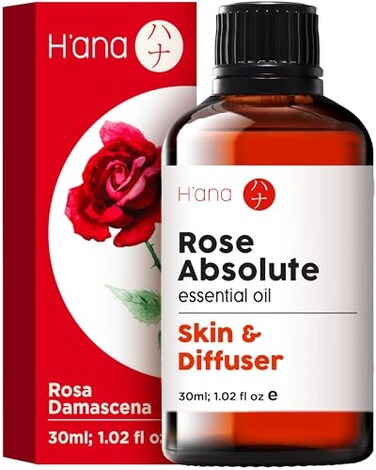 H'ana Rose Essential Oil - 100% Pure and Natural Essential Oil for Skin and Diffuser - with a Sweet, Fresh Scent, Smells Like Fresh Roses - Symbolizes Love and Beauty (1 Fl Oz)