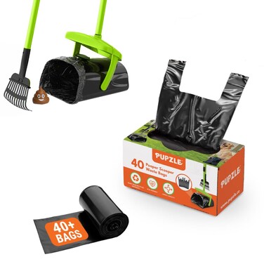 Pupzle Pooper Scooper Bags Fits MXF and Pupzle and TIMINGILA and Fusbunty Pooper Scooper, 40 Bags for Dog Poop Scoopers, Poop Scoop Bag Refill, Dog Scoop Waste Bag for Swivel Bin and Rake