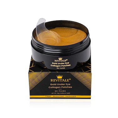 REVITALE Gold under EYE Collagen Gel Mask, Nourishes, Firms &amp; Hydrates, Puffy Eyes &amp; Dark Circles, Hyaluronic Acid (30 Pairs - Jar)