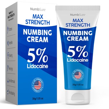 5% Lidocaine Maximum Strength Numbing Cream - For Painless Tattoos, Waxing, Piercings, and Needle Treatments