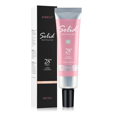AIMEILI Solid Nail Glue Gel for False Nail Tips Fake Nails, Strong Adhesion Nail Gel Glue for Nail Extension Soft Gel Nail Tips