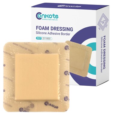 Conkote Silicone Foam Dressings 4'' X 4'', Large Bandages for Bedsores, Box of 10 Dressings