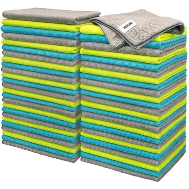 FIXSMITH Microfiber Cleaning Cloth - Pack of 50, Microfiber Towels for Cars 16 x 12 in, Highly Absorbent Cleaning Rags, Lint-Free, Streak-Free Cleaning Cloths for Car Kitchen Home Office