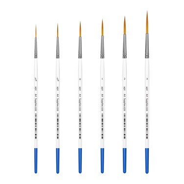 XDT#830 Rigger Artist Paint Brush 6 Piece Set Extra Long Fine Point Liner Tip #000#00#0#1#2#3, Scale Models Nail Acrylic Oil Watercolor