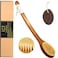 ICANdOIT-17.71Inch Natural Boar Bristles Anti-Slip Long Handle Bath Brush,Bent Handle Shower Scrubber for Exfoliating,Shower Back Brush,Exfoliation Set with Pumice Stone (1 Pack)