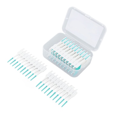 TOPINCN 200Pcs Interdental Brush, Toothpick Flossing Head Tooth Tool Professional Brush Micro Tight Cleaner with Portable Case(Mint Green)