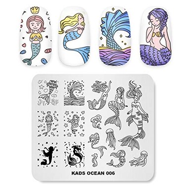 KADS Stamping Plates for Nail Art Ocean Mermaid Template Image Plate Stencil Nails Tool(OC006)