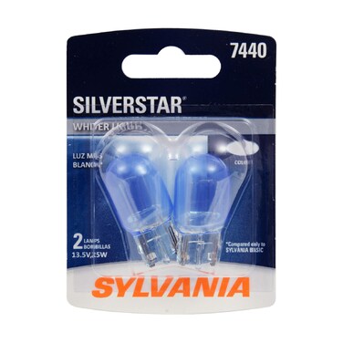 SYLVANIA - 7440 SilverStar Mini Bulb - Brighter and Whiter Light, Ideal for Daytime Running Lights (DRL) and Back-Up/Reverse Lights (Contains 2 Bulbs)