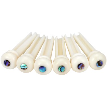 Blisstime 6pcs Guitar Bone Bridge Pins Replacement Parts with Abalone Dot