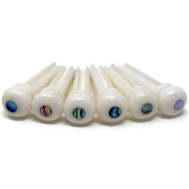 Crosby Slotted Pure Bone Bridge Pins with Abalone Dot Inlay for 6 &amp; 12 String Acoustic Guitar