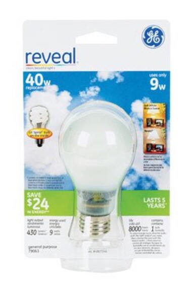GE Lighting 79063 Reveal CFL 9-Watt (40-watt replacement) 430-Lumen A19 Light Bulb with Medium Base, 1-Pack