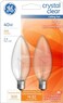 Ge Ceiling Fan Light Bulbs Blunt Tip 40 W 280 Lumens Candelabra 3.19 in. C-7a Clear Carded 2 Pack