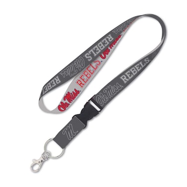 WinCraft NCAA University Missisippi Rebels Ole Miss Charcoal Lanyard with Detachable Buckle