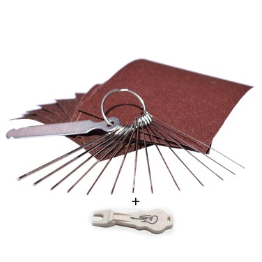 Guitar Bridge Saddle Nut Files Set - 13 Different Size Needle Files with Circular Cross Section and 9 Pcs Sand Paper For Bass, Ukulele, Acoustic &amp; Electric Guitar nut slot polish - iLuiz