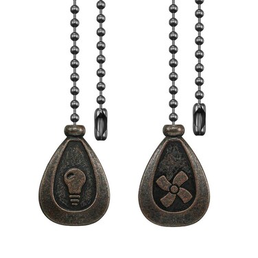 Dotlite Bronze Ceiling Fan Pull Chain Set, Decorative Fan Pull Chain Pendant Extension, 12 Inches Lighting &amp; Fan Beaded Ball Chain Extender with Connector (2 Pack)