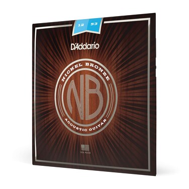 D'Addario Acoustic Guitar Strings, Nickel Bronze, NB1253, Light Gauge 12-53, 6-String Set, Pack of 1