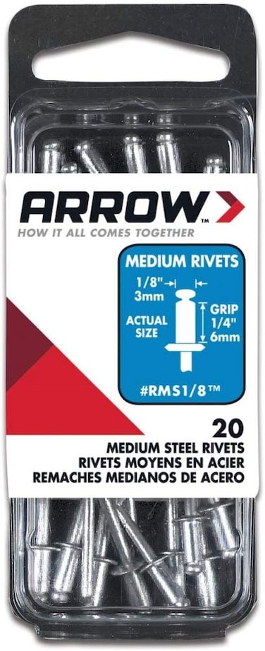 Arrow Fastener RMS1/8 1/8" Medium Steel Rivets 20 Count
