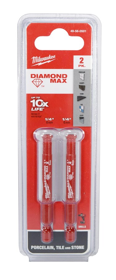 Miluwakee Milwaukee 49-56-0501 Diamond MAX 1/4inch Diamond Grit Hole Saw 2 Pack