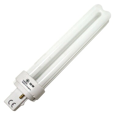 GE 97608 0 CFL, Plug In 2 Pin Double Biax Compact Fluorescent Replacement Bulb, 26W Warm White (3500K) 1-Pack