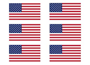 Rogue River Tactical Pack of 6 USA Flag Stickers United States Work Hard Hat Biker Helmet Stickers Decals Toolbox 1\x 2\
