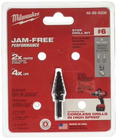 Step Drill Bit, Hss, 2 Sizes, 3/8-1/2 In.