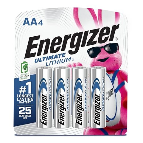 Energizer Ultimate Lithium AA Batteries (4 Pack), 1.5V Lithium Double A Batteries