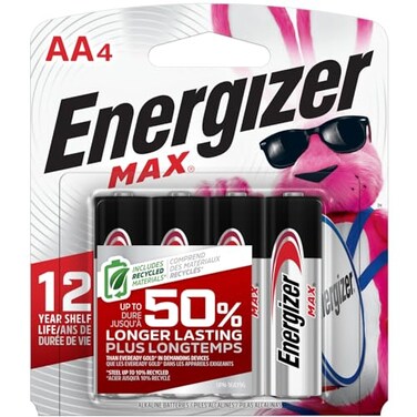 Energizer AA Batteries, Max Double A Battery Alkaline, 4 Count