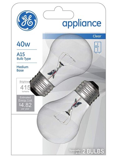 GE Appliance Clear Light Bulb 40w, A15 Bulb Type, Medium Base   415 Lumens   2-Count per Pack (1-Pack)