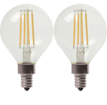 GE Refresh LED Light Bulbs, 40 Watt, Daylight, G16.5 Globe Bulbs, Small Base (2 Pack)