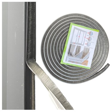 Self-Adhesive Pile Weather Stripping Seal for Sliding Windows and Door Frames, 16.5ft x 11/32 inch, Grey