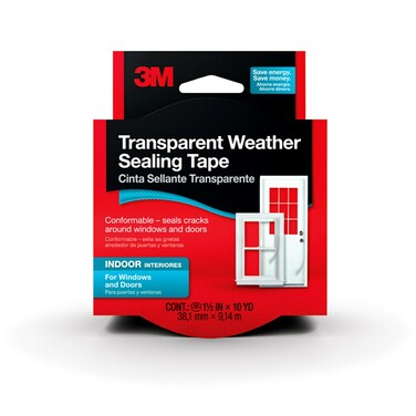 3M Transparent Weather Sealing Tape, 1.5" in x 30' ft, For Interior Windows and Doors, Moisture Resistant Tape, Helps Reduce Energy Loss, Seals Cracks, Made in the USA (2110NA)