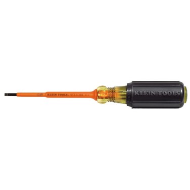 Klein Tools 612-4-INS Insulated 1/8-Inch Slotted Screwdriver, 4-Inch, Made in USA
