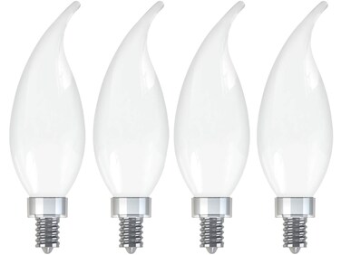 GE Relax LED Light Bulbs, 40 Watt, Soft White Candle Lights, Decorative Light Bulbs, Frosted, Small Base (36985), 4 Bulbs